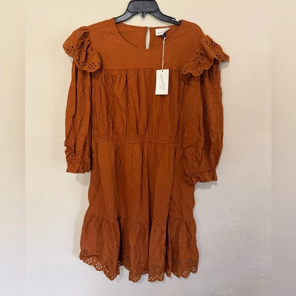Universal Thread Brown Orange Ruffled Tiered Sundress NWT